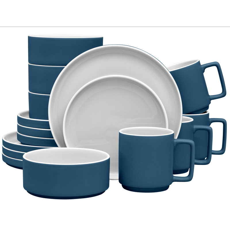 サマーセール ミニグランド バンドル 16-Piece Stax ColorTrio Noritake Dinnerware for Service Set, 食器